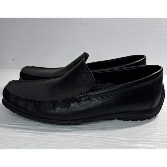 Ecco Men’s Leather Driving Loafers Moc Toe Walking Shoes Arch Support Black 42 - Picture 3 of 13
